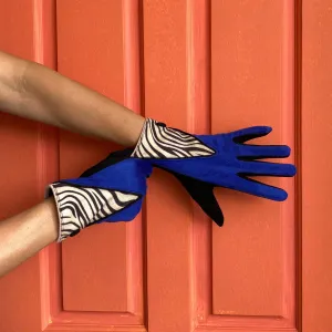 Animal Print Blue Zebra Gloves
