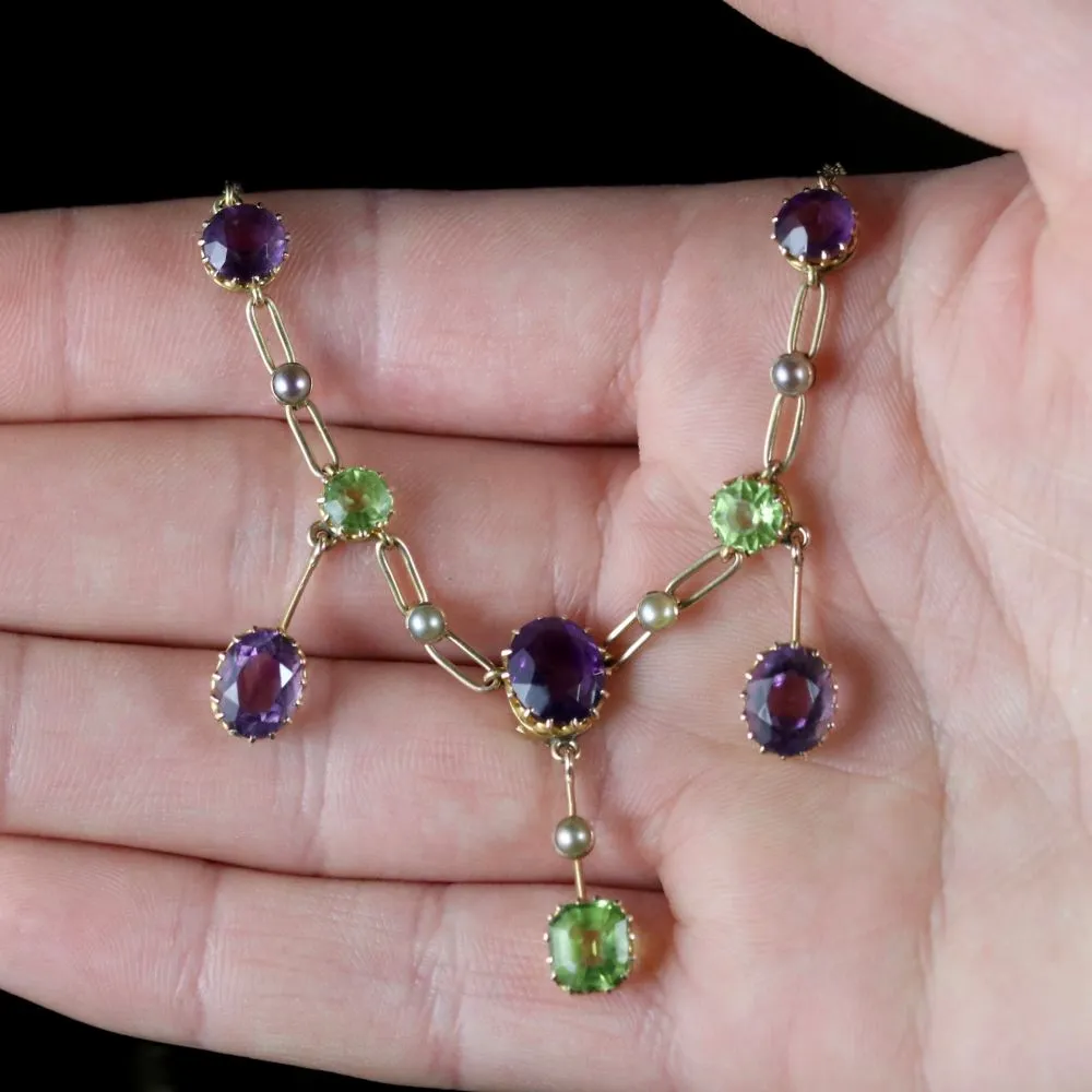 Antique Edwardian Suffragette Link Necklace 15Ct Circa 1910