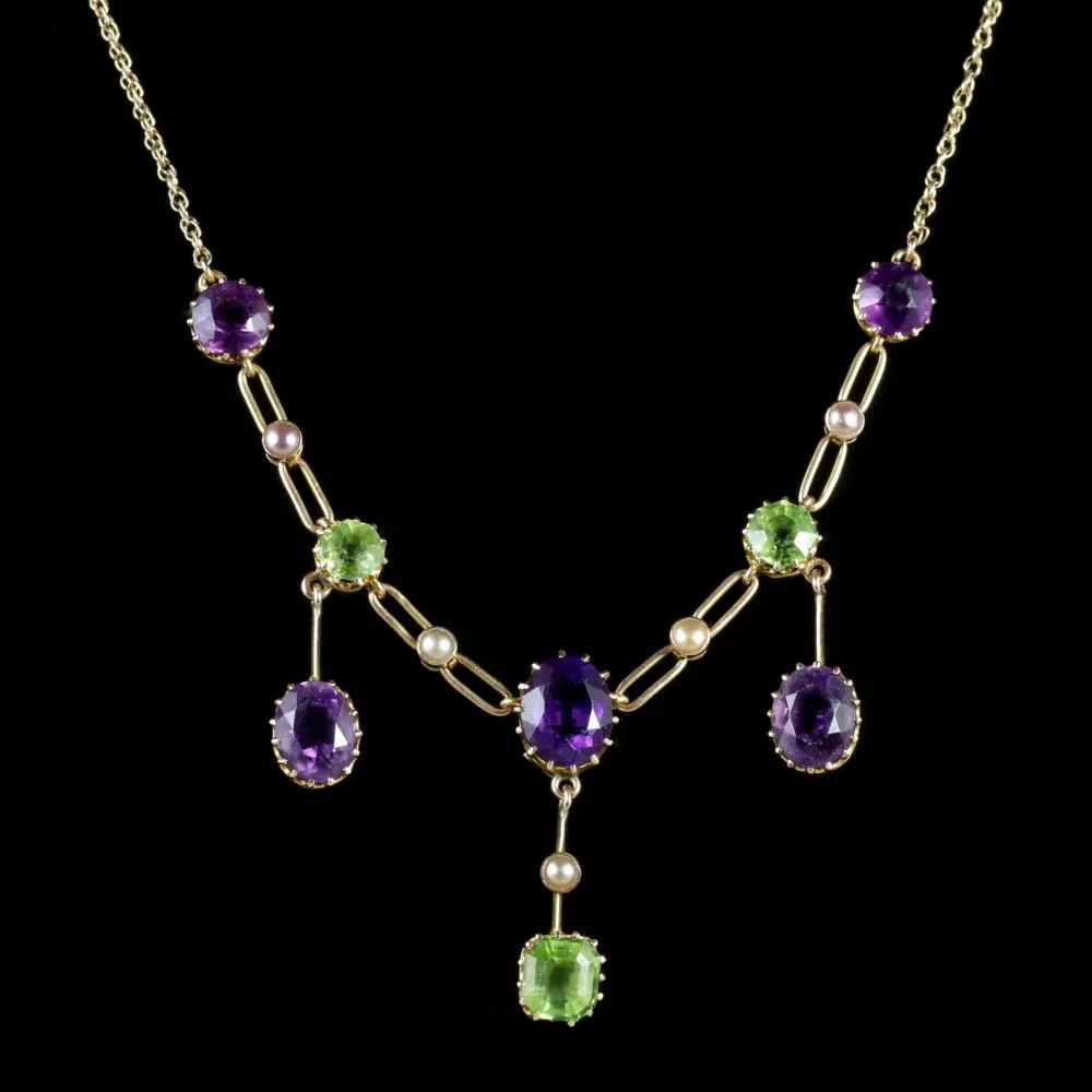 Antique Edwardian Suffragette Link Necklace 15Ct Circa 1910