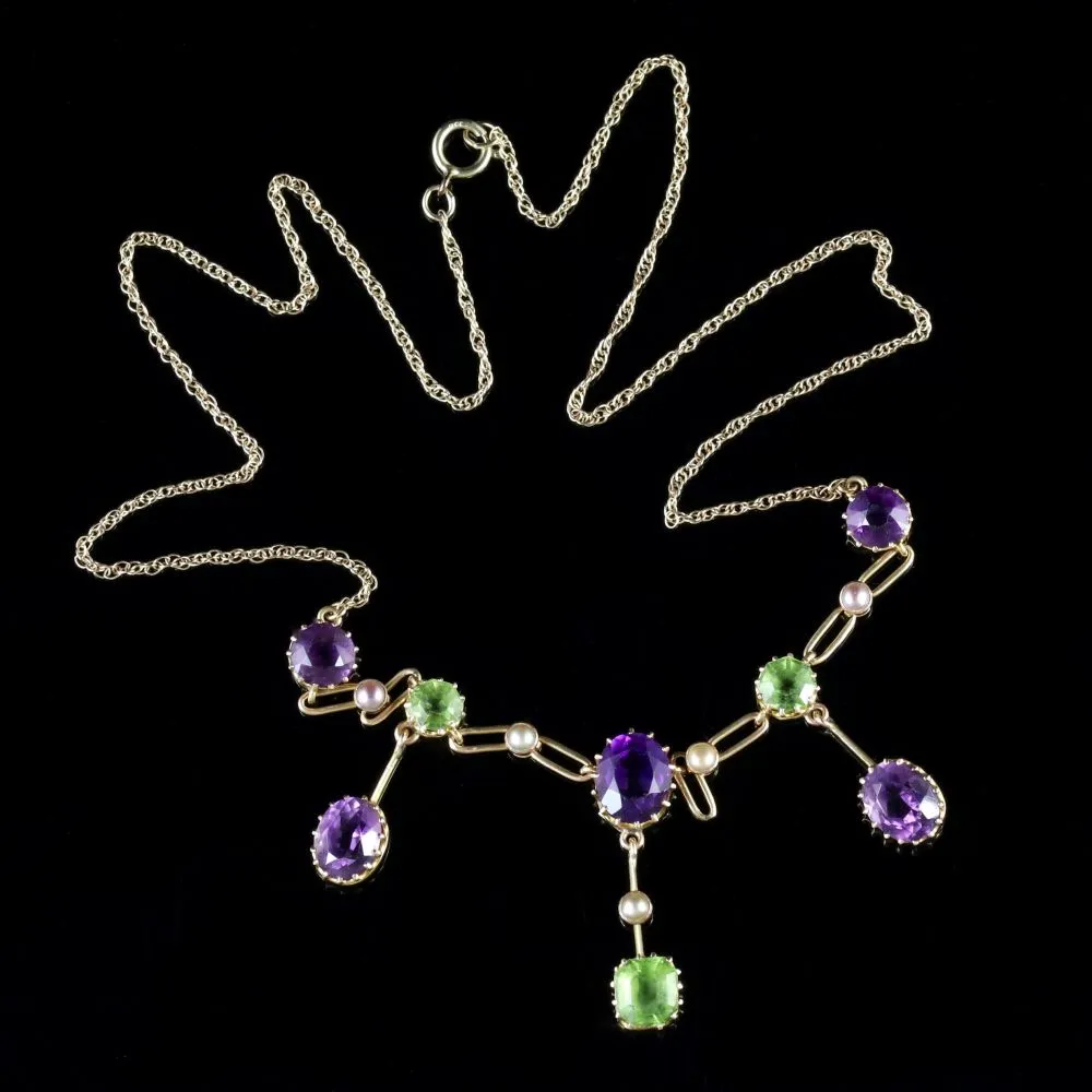 Antique Edwardian Suffragette Link Necklace 15Ct Circa 1910