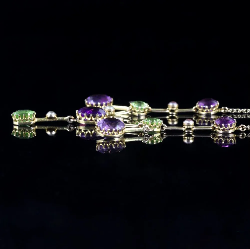 Antique Edwardian Suffragette Link Necklace 15Ct Circa 1910
