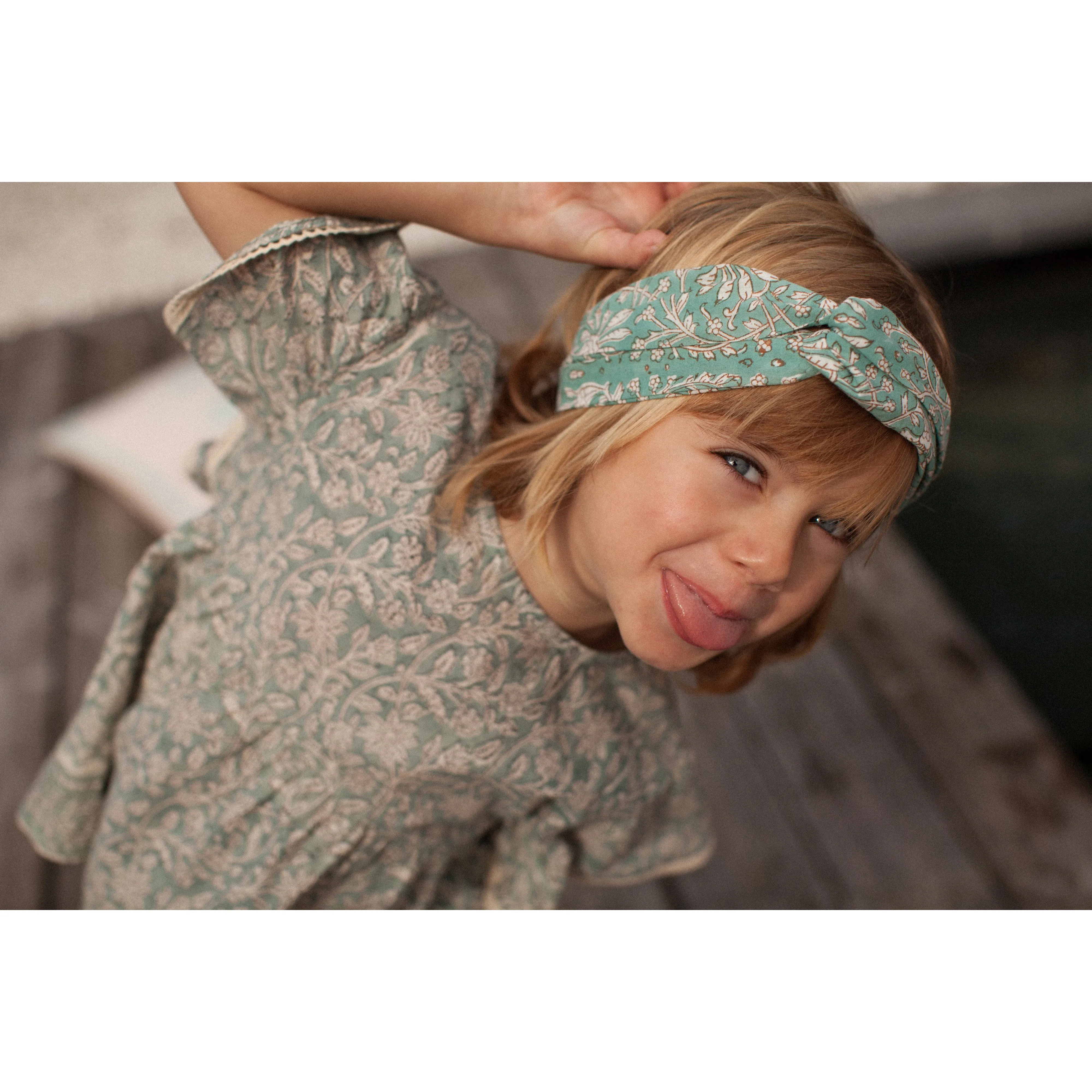 Bonheur du Jour Paris Girl Hairband Neela Blue Green Unique