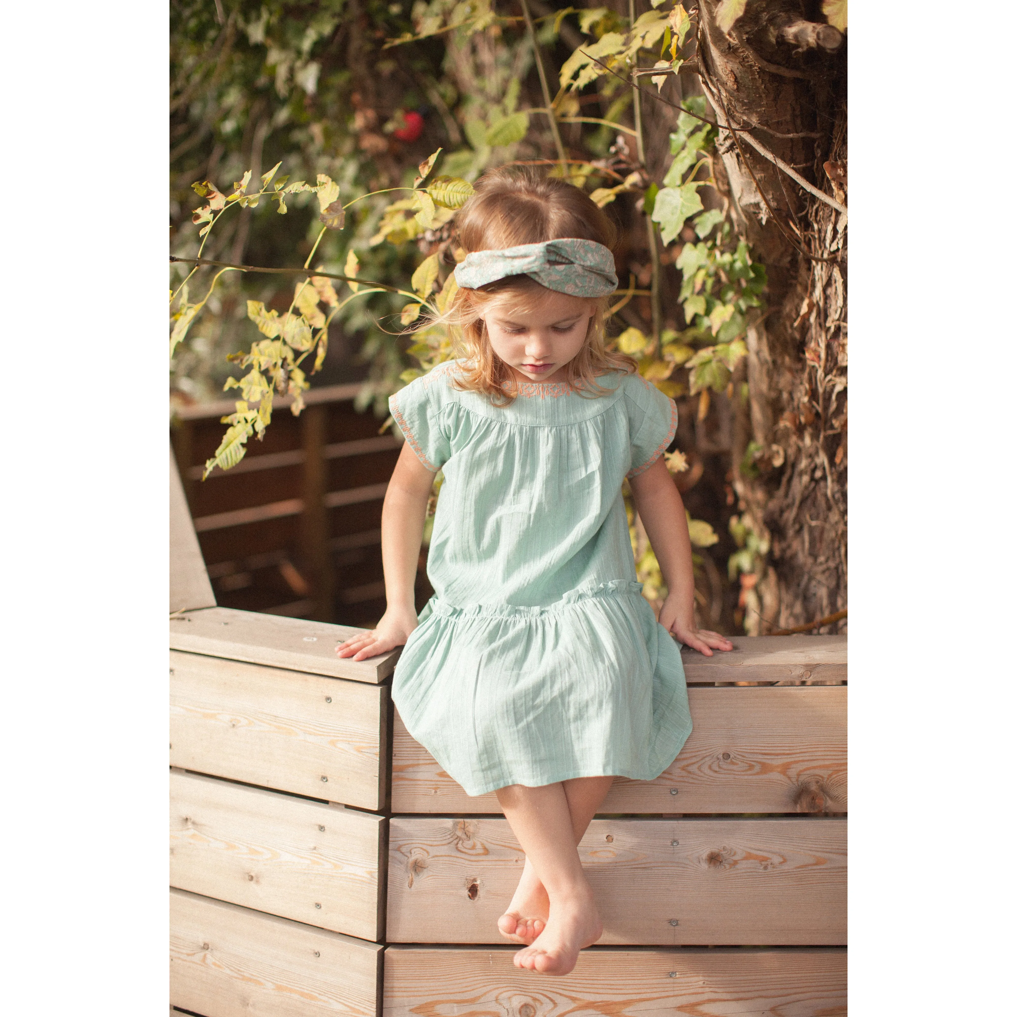 Bonheur du Jour Paris Girl Hairband Neela Blue Green Unique