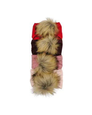 Bundle of 4 Faux Fur Pom Cable Knit Headbands