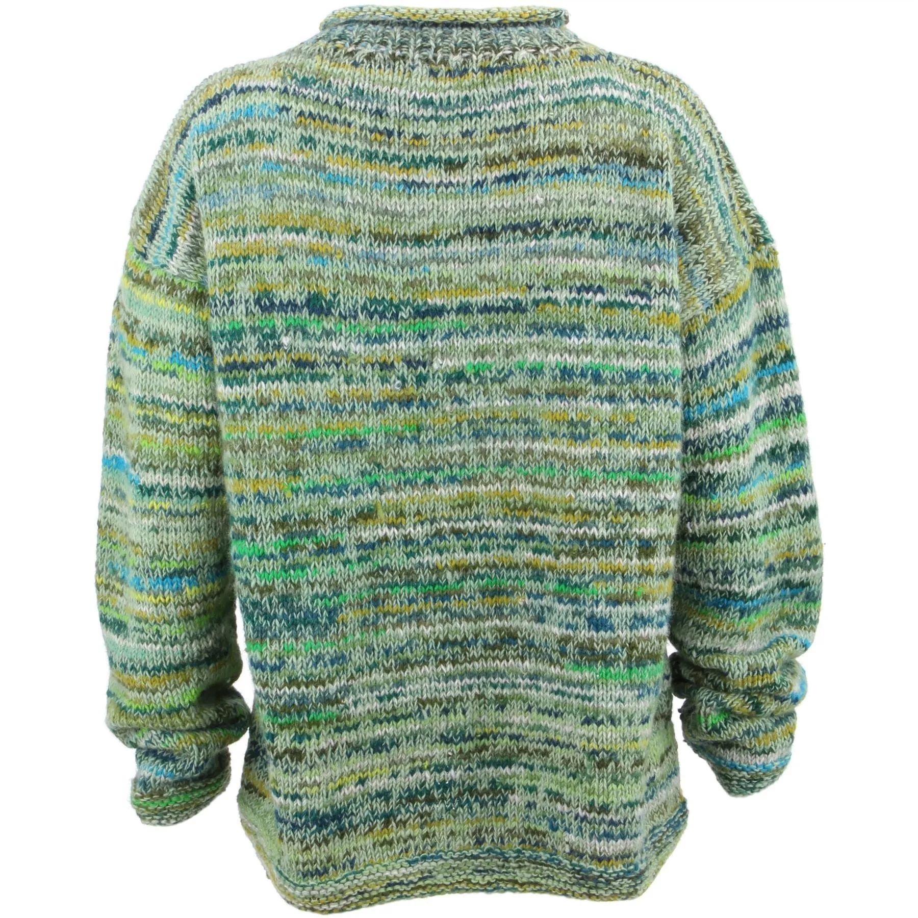 Chunky Wool Knit Space Dye Jumper - Bright Green