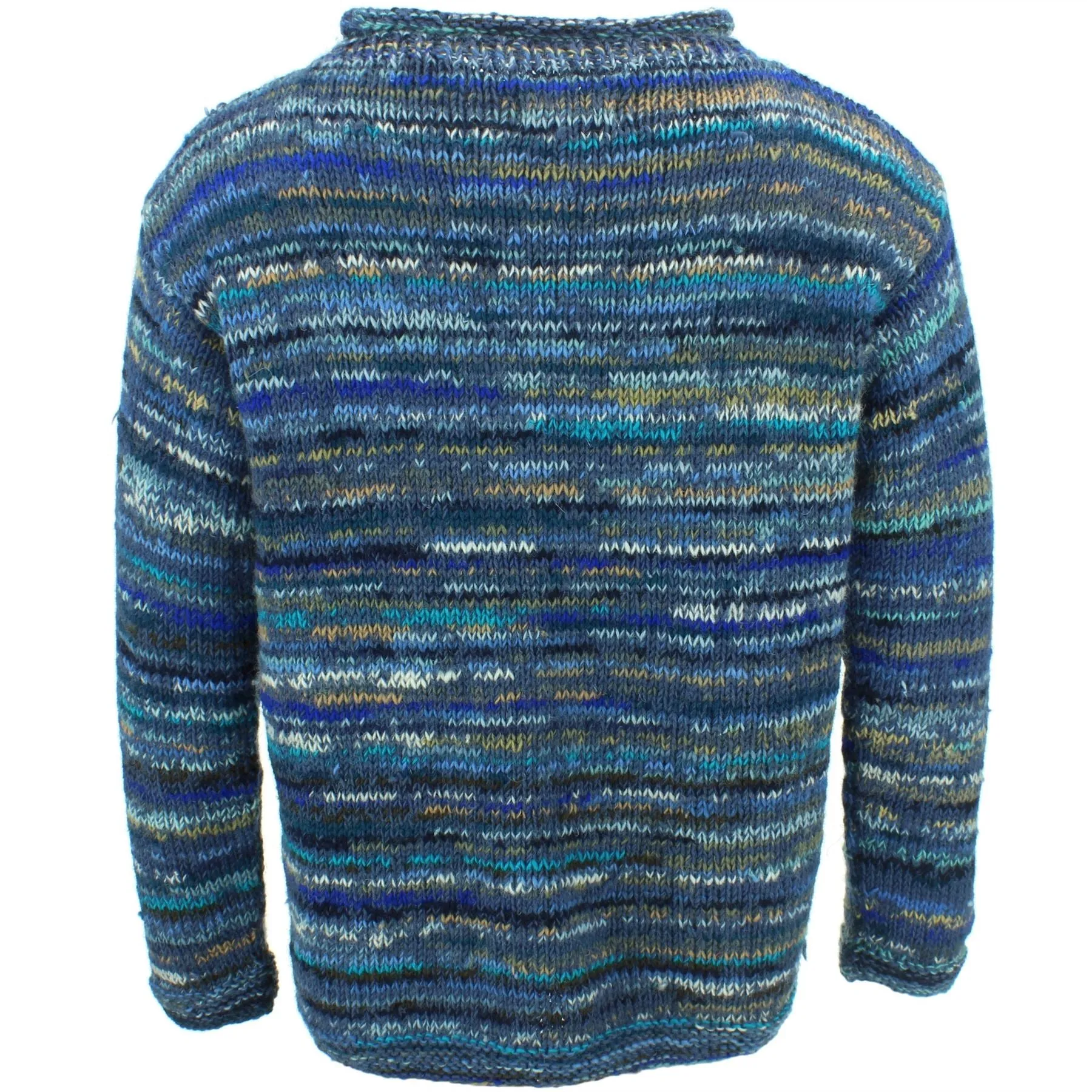 Chunky Wool Knit Space Dye Jumper - Ocean Blue