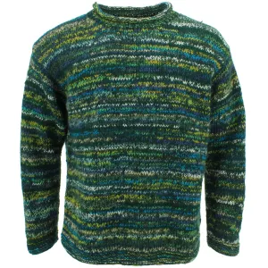 Chunky Wool Knit Space Dye Jumper - Pine Green