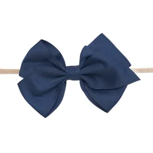 Ella Grosgrain Bow Nylon Headband - Navy