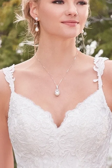 Ettiene Pearl And Crystal Bridal Pendant Necklace