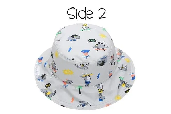 Flapjack Kids UPF50  Patterned Reversible Sun Hat - Dino