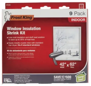 Frost King V73/9H 9-Pack of Indoor 42" x 62" Window Insulation Kit - Quantity of 3