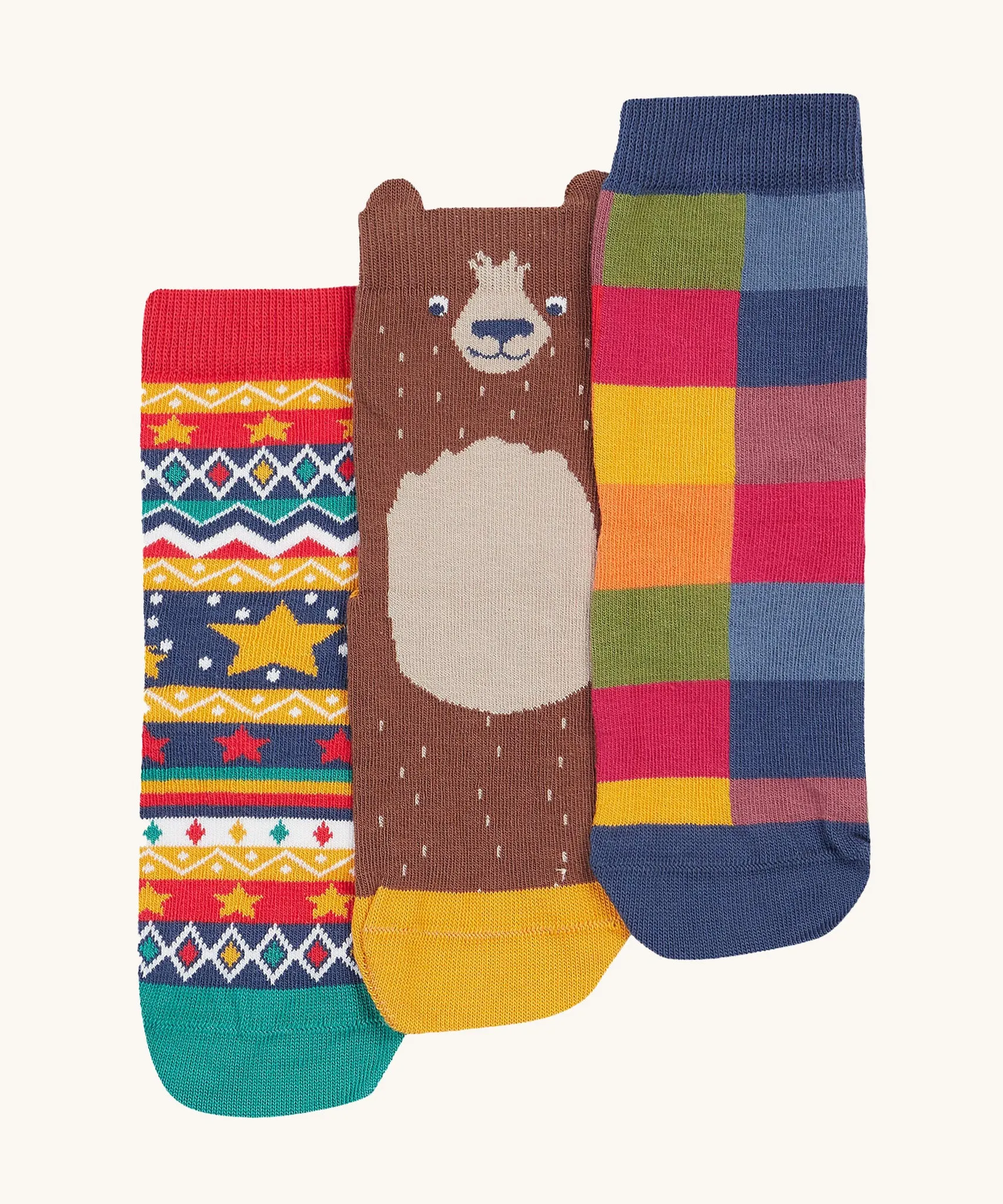 Frugi Rock My Socks - Bear 3 Pack