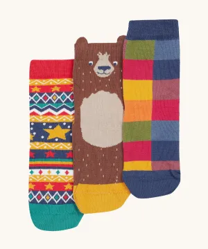 Frugi Rock My Socks - Bear 3 Pack