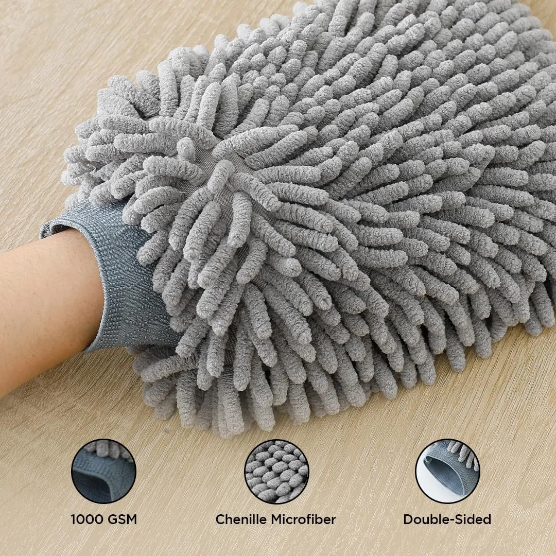 Kuber Industries Gloves | Microfiber Cleaning Gloves | Chenille Mitts for Kitchen | Hand Duster for Kitchen | 1000 GSM Hand Gloves | Double Sided Gloves | SHXNEFSST1 | Pack of 8 | Gray