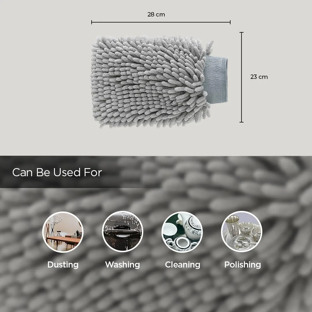 Kuber Industries Gloves | Microfiber Cleaning Gloves | Chenille Mitts for Kitchen | Hand Duster for Kitchen | 1000 GSM Hand Gloves | Double Sided Gloves | SHXNEFSST1 | Pack of 8 | Gray