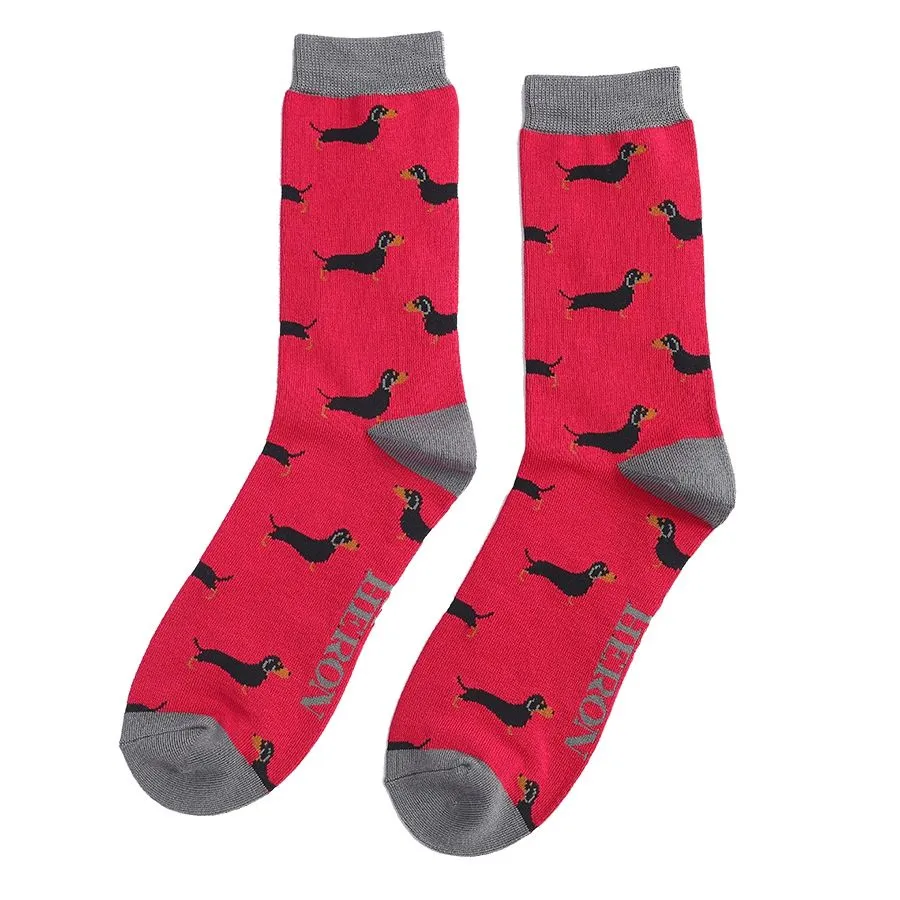 Mr Heron Little Sausage Dogs Socks Red
