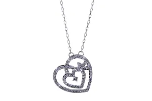 N7103 Twinkling Hearts & Stars Swarovski Elements Rhoidum Plated Pendant Necklace