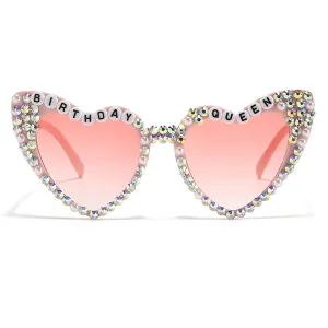 Pink Birthday Queen Rhinestone Sunglasses, 1 Count
