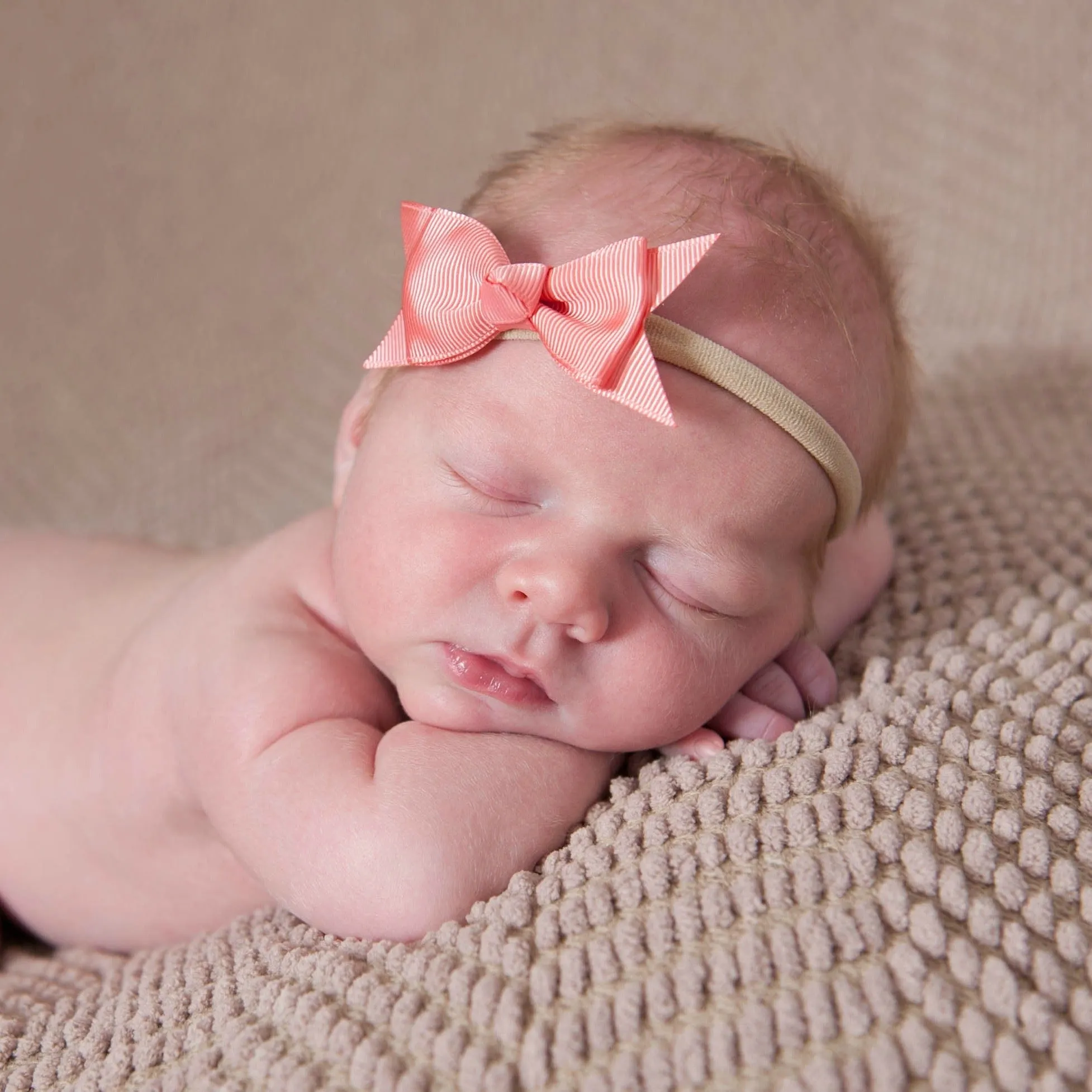 Pippa Grosgrain Bow - Coral