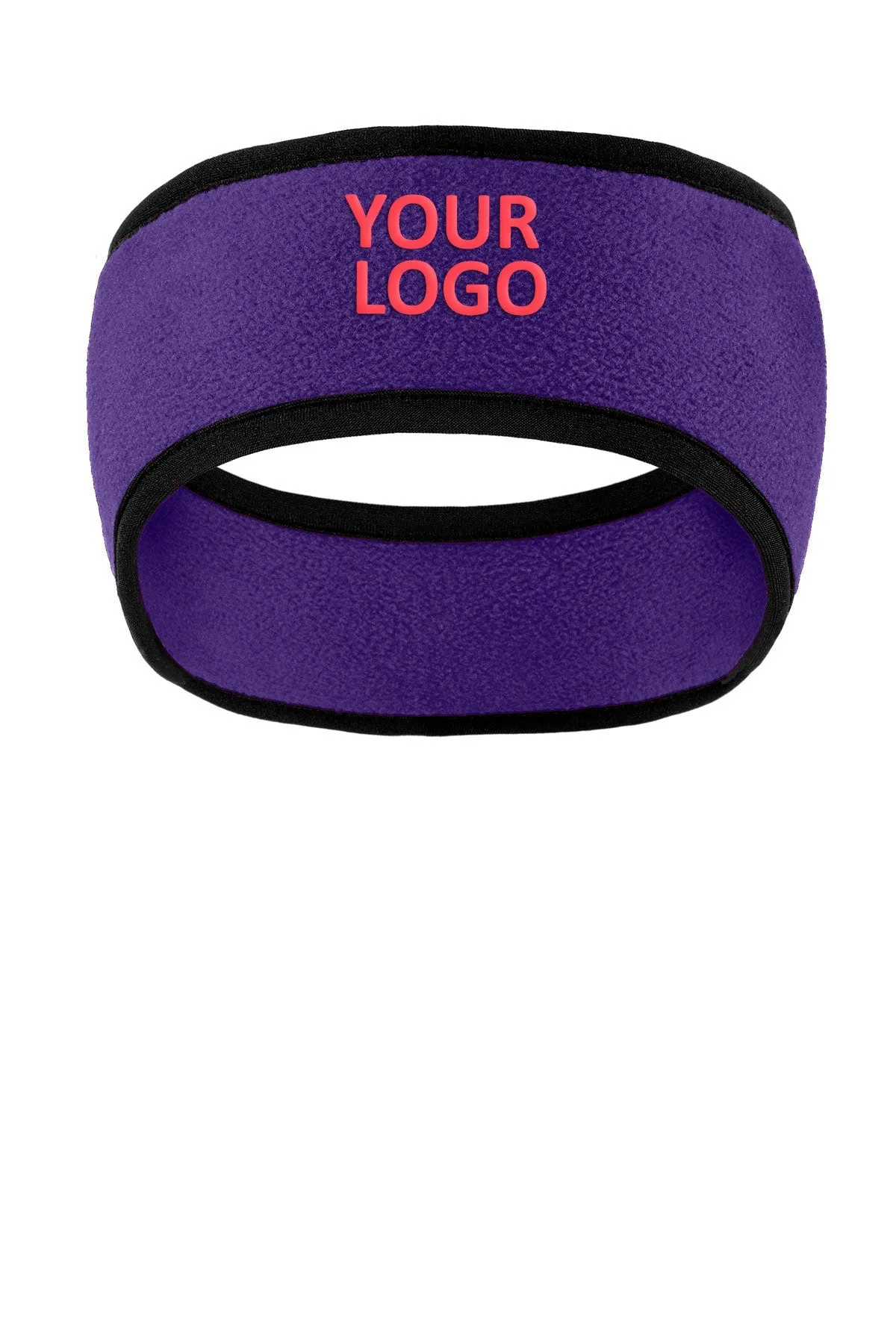 Port Authority Two-Color Fleece Customized Headbands, Purple