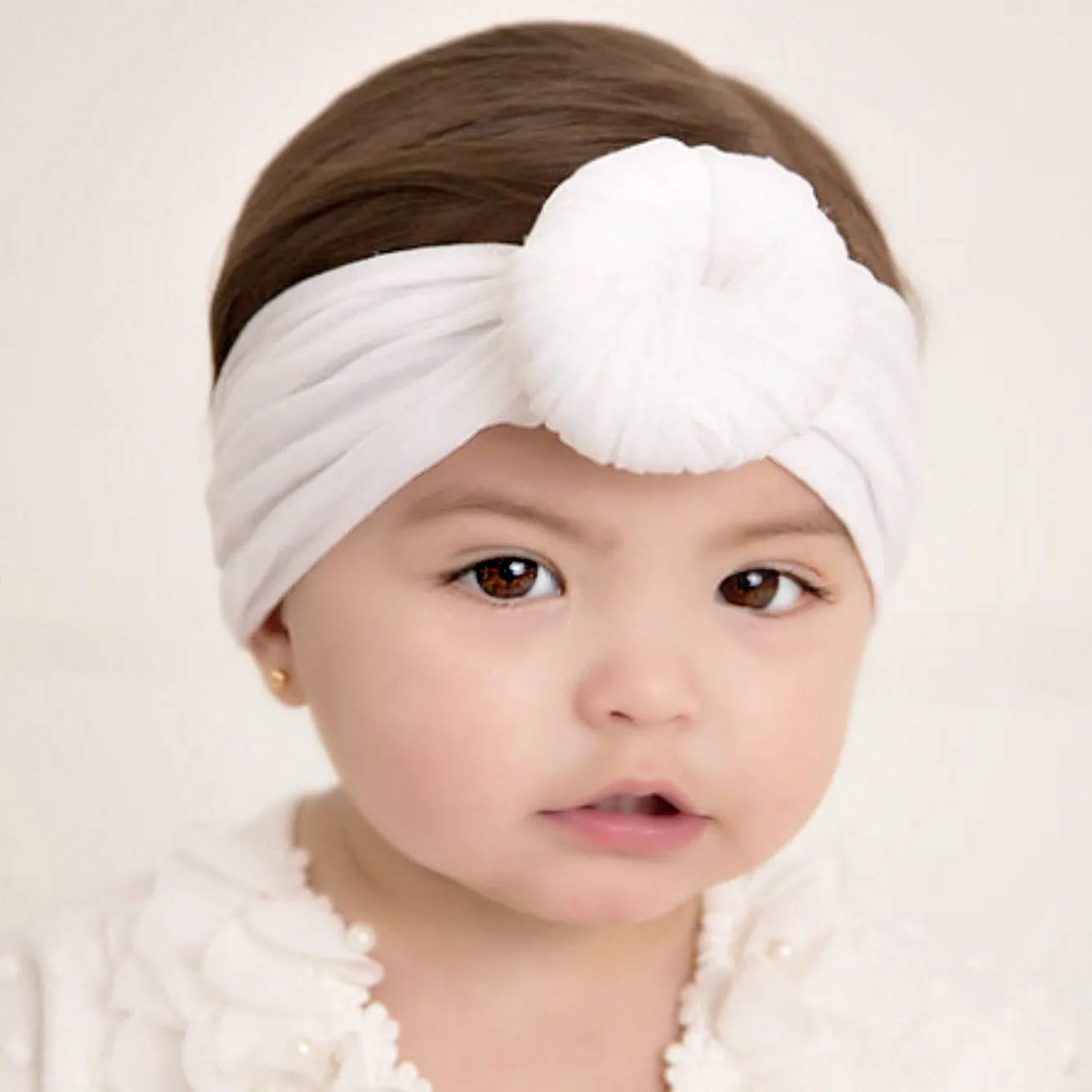 Round Knot Turban  - White