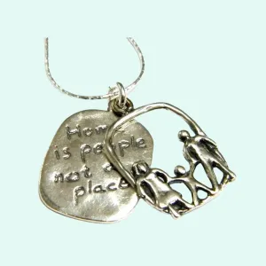 Sterling Silver Mother Gift necklace Home and Family designer jewelry