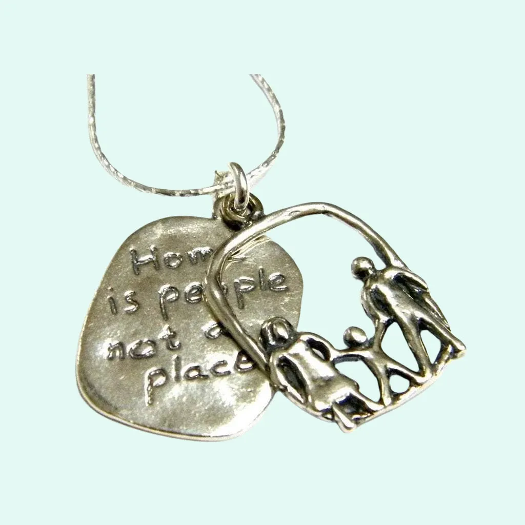 Sterling Silver Mother Gift necklace Home and Family designer jewelry