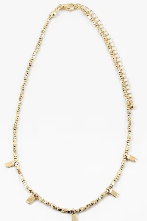 Tiny Beaded Rectangle Necklace by Erin McDermott