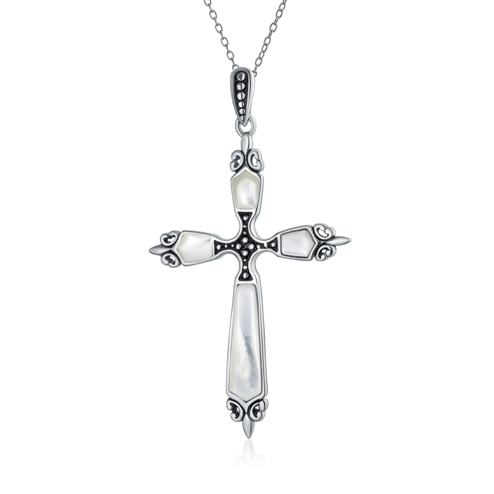 Vintage Western Turquoise Gemstone Cross Pendant Necklace in Sterling Silver