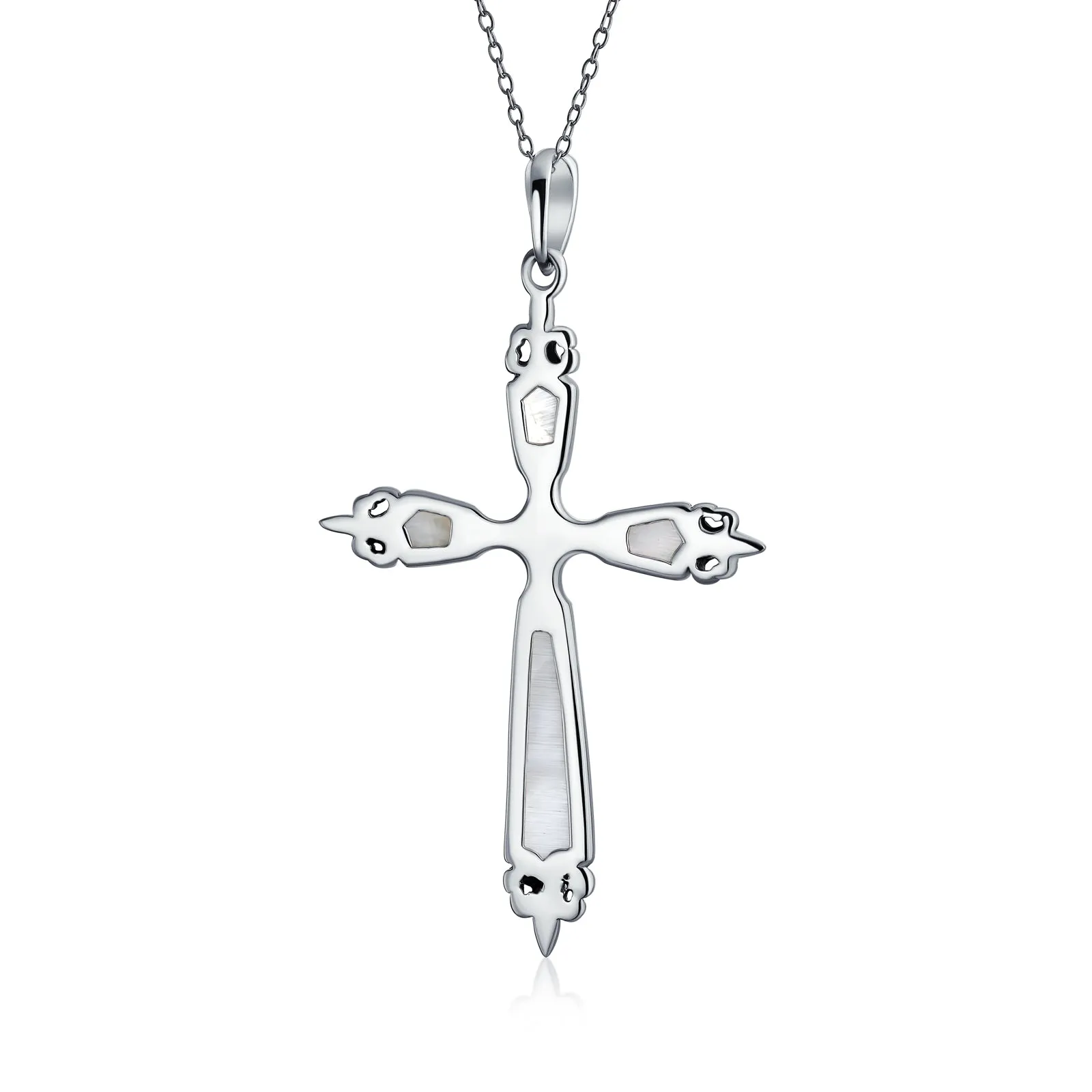 Vintage Western Turquoise Gemstone Cross Pendant Necklace in Sterling Silver