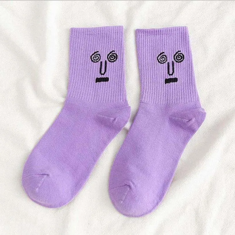 Women Crew Smiley Face  Cotton Happy Socks