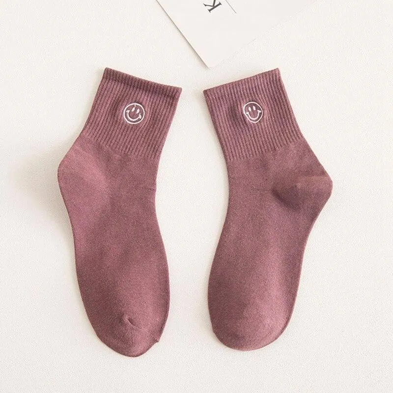 Women Crew Smiley Face  Cotton Happy Socks