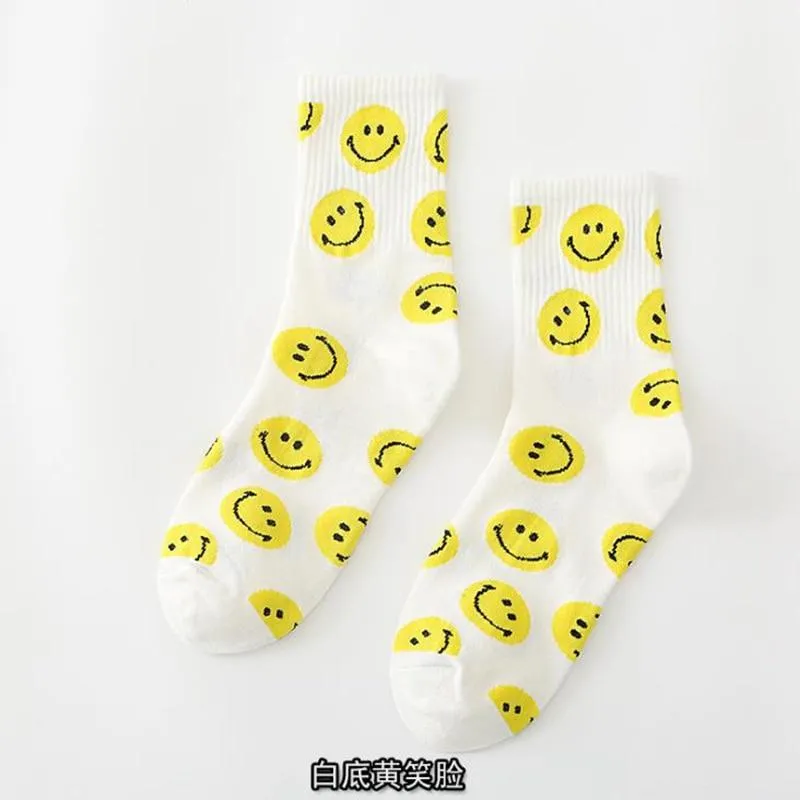 Women Crew Smiley Face  Cotton Happy Socks
