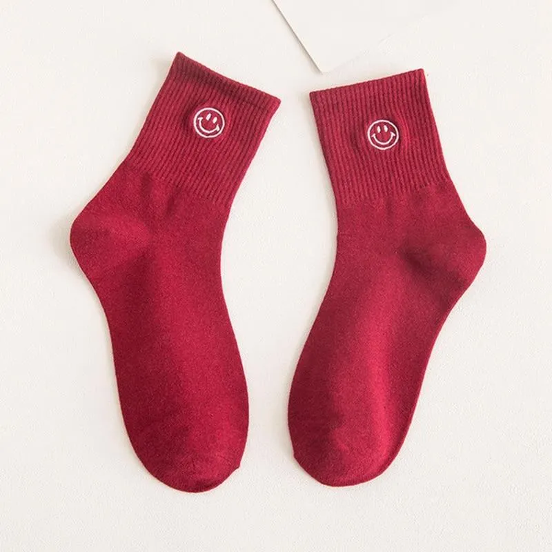 Women Crew Smiley Face  Cotton Happy Socks