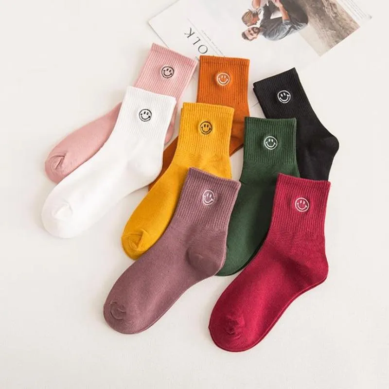 Women Crew Smiley Face  Cotton Happy Socks