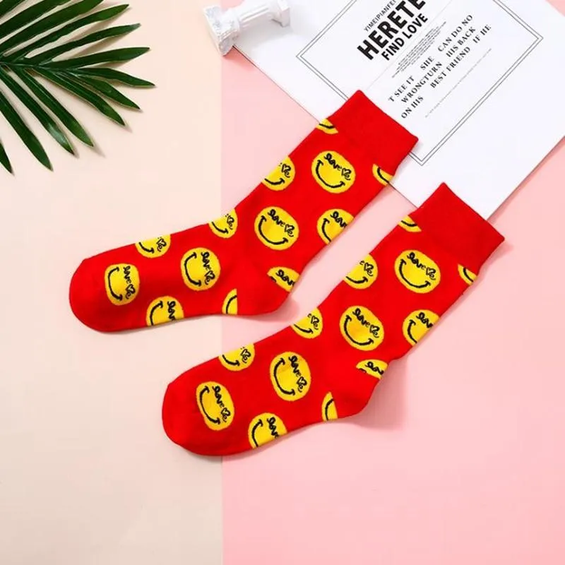 Women Crew Smiley Face  Cotton Happy Socks