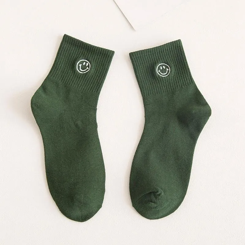 Women Crew Smiley Face  Cotton Happy Socks