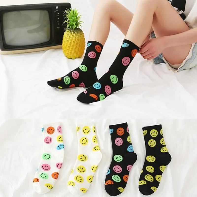 Women Crew Smiley Face  Cotton Happy Socks