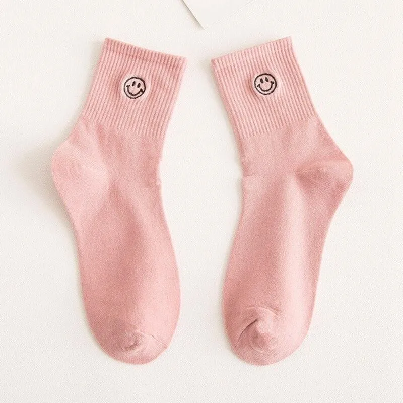 Women Crew Smiley Face  Cotton Happy Socks