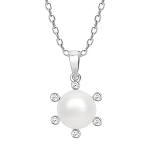 Women’s  Sterling Silver Pearl Pendant Necklace for Girl and Women Silver